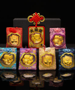 Bùa may mắn Omamori Mèo thần tài vàng 18k