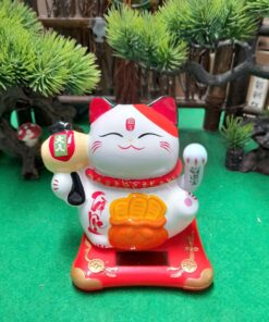 Mèo Thần Tài Vẫy Tay Năng Lượng Mặt Trời Cặp Đôi Japan